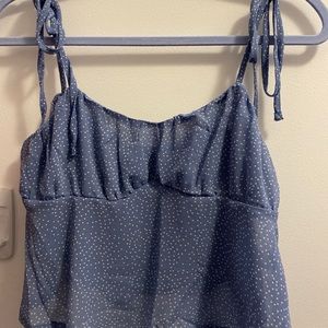 Spotted tie strap tank top